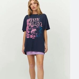 daydreamer Pink Floyd Navy Tee with Pink & Teal Graphic xs